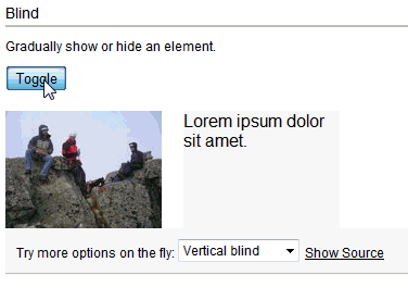 jQuery Blind Effect Example